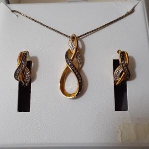 Champaign dia earring necklace set